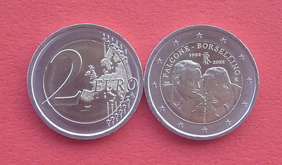 銀幣意大利年法爾科內和博爾塞利諾逝世-2歐元雙色鑲嵌紀念幣