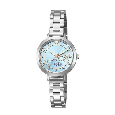[時間達人] 三麗鷗原廠授權HELLO KITTY 凱蒂貓 微甜夢幻氣質鋼帶手錶 藍面LK703LWNA