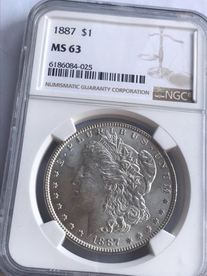 美國1887年1元摩根銀幣 ngc ms63