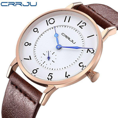 新款CRRJU/卡俊 2112男士休閑皮帶手錶 運動手錶外貿熱賣商務手錶