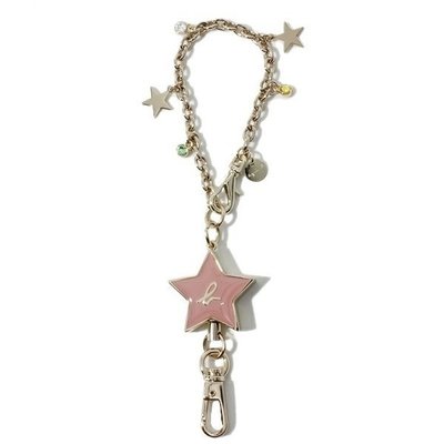 ☆注目の日本製agnes b 新款粉紅色星星伸縮證件鍊/鑰匙圈/包包吊飾☆