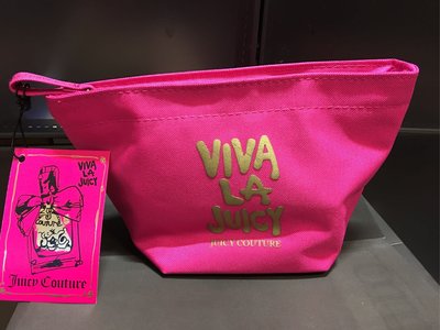 VIVA LA JUICY juicy couture 印字logo  桃紅色 化妝包/可裝TR iphone 多功能包