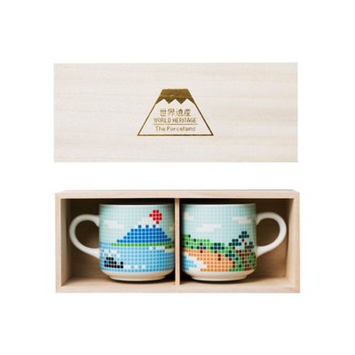 富士山馬賽克磁磚馬克杯 1入/1對 木盒送禮 入厝 富士山 馬克杯 酒杯 生日禮物 對杯