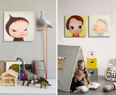 現代客廳沙發背景牆餐廳掛畫壁畫無框畫裝飾畫奈良美智夢遊娃娃(5款可選)