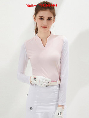 高爾夫衣服高爾夫衣服女長袖速干V領T恤夏冰絲防曬立領上衣韓版golf女裝球衣