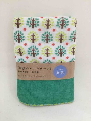 日本製 彩色小樹手帕 純棉方巾 現貨供應