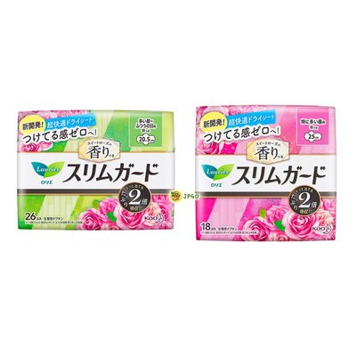 【JPGO】日本製 花王 蕾妮亞 超速吸零觸感特薄衛生棉~玫瑰香 日用一般#319日用量多#326
