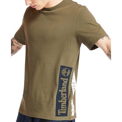 【Timberland】【零碼L】TL男款短袖T恤側印LOGO字軍綠 F03200414-02