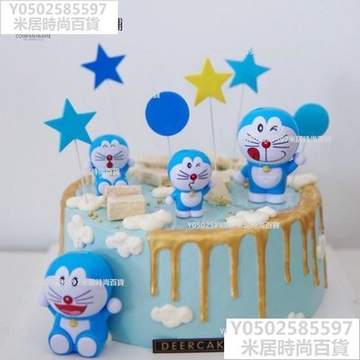 叮當貓蛋糕裝飾擺件藍胖子哆啦A夢4只機器貓生日蛋糕擺件玩偶-正品 促銷