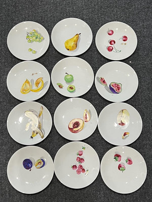 法國品牌中古手繪水果畫片盤子