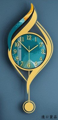 現貨藝術綠金色造型鐘擺時鐘 幾何創意掛鐘擺鐘 牆上靜音時鐘簡約時尚歐風搖擺掛鐘牆鐘餐廳居家時鐘牆面裝飾鐘可開發票