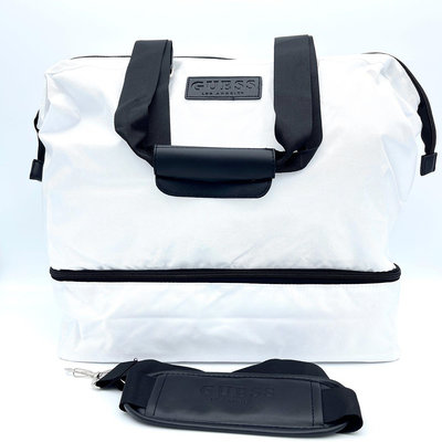 【美麗小舖】GUESS 白色 旅行袋 手提斜背包 肩背包 尼龍帆布包~G00849