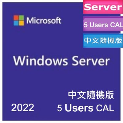 未稅 Microsoft 微軟 Win 2022 Standard 5CAL 5 Users CAL 繁中隨機版
