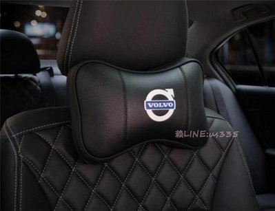 Volvo富豪S80S60LXC60V60V40C30XC90四季汽車真皮頭枕護頸枕靠枕一對