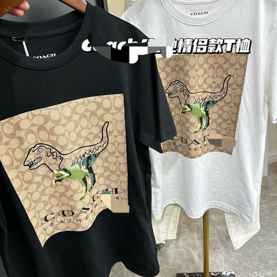【小鹿甄選】COACH蔻馳23年夏季新款經典老花拼色恐龍T恤潮男帥氣