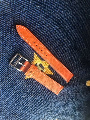全新  hermes  togo皮，可選顏色，橘色款h型錶帶，20mm或16mm
