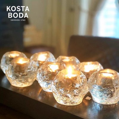 蠟燭臺瑞典進口KOSTA BODA水晶玻璃 Snowball 北歐浪漫雪球家用燭臺擺件