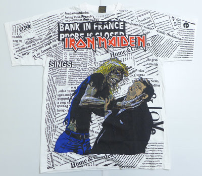 【Mr.17】鐵娘子樂團 Iron Maiden 報紙 Newspaper Daily 搖滾白色T恤短袖 (ZA006)