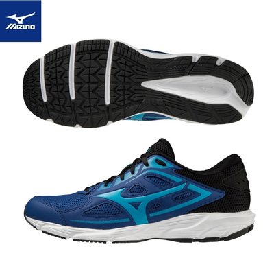 貝斯柏~美津濃MIZUNO SPARK 7 藍黑色一般型男款慢跑鞋 K1GA220357 新款上市超低特價$1150/雙