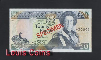 【Louis Coins】B334-JERSEY-2000澤西紙幣,20 Pounds樣鈔（248）