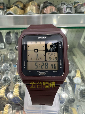 【金台鐘錶】CASIO卡西歐 時尚電子錶 (紅色)(方形) 錶殼設計 LF-20W-5A