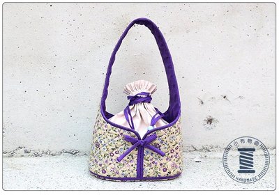 ✿小布物曲✿中國風手提束口袋-典雅精緻手作提袋 可當便當袋 外出包 紫色