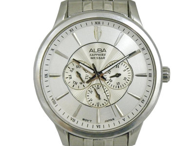 [專業] 三眼錶 [ALBA V33J] SEIKO ALBA 雅柏[大錶徑]圓型石英錶[銀白面+三眼]時尚/中性