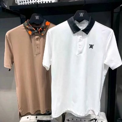 聚鋒者 23韓國原單高爾夫服裝男短袖T恤golf新款運動時尚寬鬆印花POLO衫