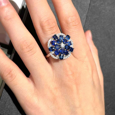 【藍寶石戒指】天然藍寶石戒指 濃豔晶透 華麗麗立體設計 珍稀皇家藍