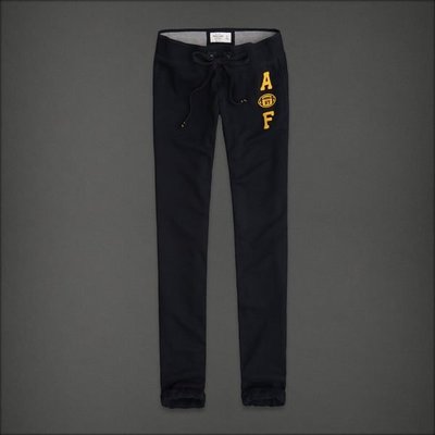 折扣．Abercrombie & Fitch．Skinny Banded Sweatpants 貼布LOGO窄版反捲合身棉褲．NAVY  M 現貨在台．A&F