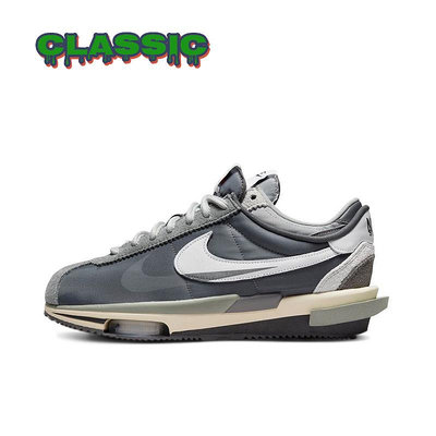 分期0利率 Nike x Sаcai Zoom Cortez SP 解構鞋 阿甘聯名 灰白 休閒鞋 DQ0581-001