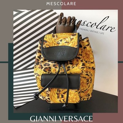 售罊mescolare二手精品正品Gianni Versace稀有經典提花Logo梅杜莎復古太陽神手提包後背包老花包