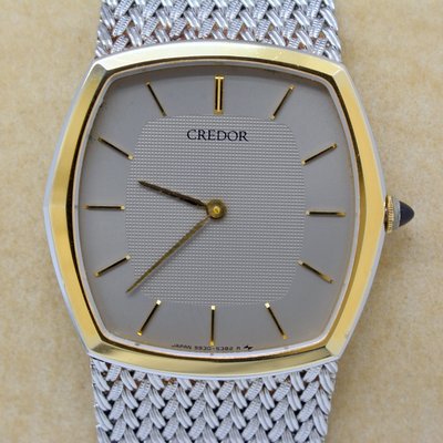 《寶萊精品》CREDOR 貴朵金粉黃方角型石英男士錶