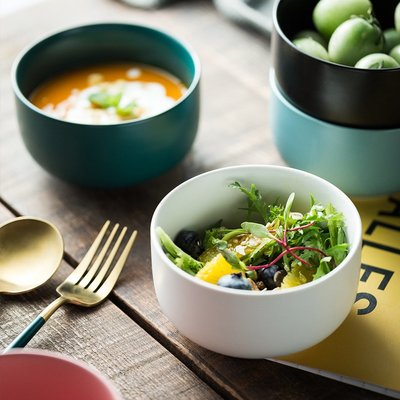 北歐陶瓷碗家用吃飯碗4.5英寸米飯碗個性小碗創意6英寸面碗湯碗