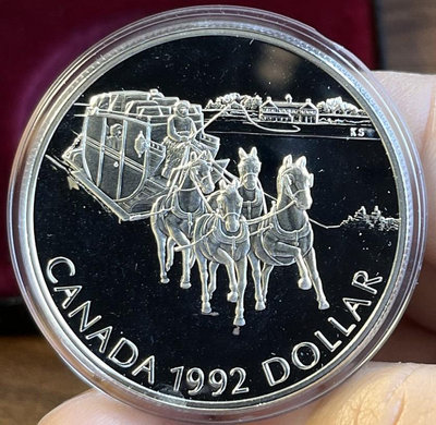 加拿大1992年京士頓驛站馬車175周年精制紀念銀幣