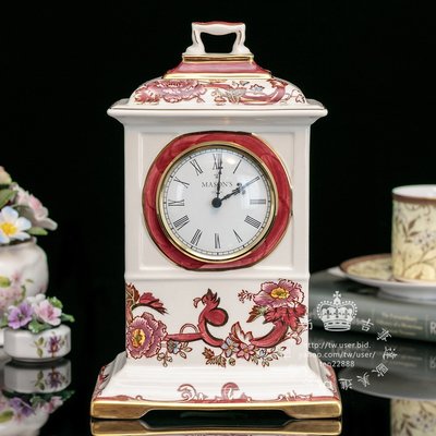 【吉事達】英國製Wedgwood Masons繁花似錦手繪曼德勒陶瓷時鐘臥室桌鐘裝飾座鐘