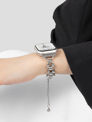 錶帶 手錶配件iwatch8蘋果S9手表金屬鋼珠S8手鏈表帶applewatch9新款S7夏天SE高級S6女6小眾5創意