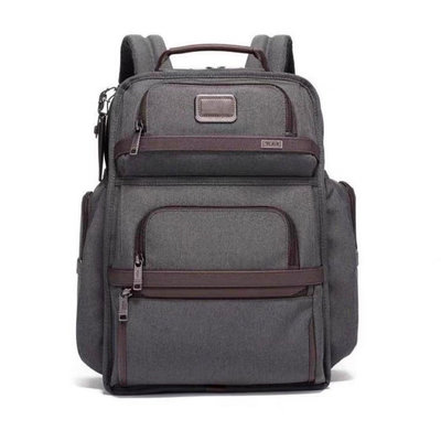 小Z代購#TUMI 2603578D3 灰色 彈道尼龍拼接皮革 多夾層雙肩後背包 可插行李箱 獨立電腦包 大容量 出差 商務 休閒