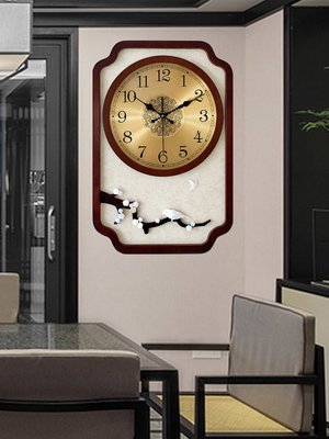 新中式掛鐘客廳大氣風時鐘創意家用時尚掛墻復古石英鐘表
