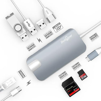 Dootoper【日本代購】USB - C 集線器USB 3.0/ USB 2.0/ HDMI / SD 卡/ TF 讀卡器， 灰色