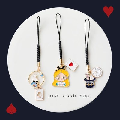日本貴和人造絲手機繩 兔子 撲克牌 金色吊飾 滴油合金鑰匙圈 Airpods耳機盒隨身碟包包掛件/小禮物