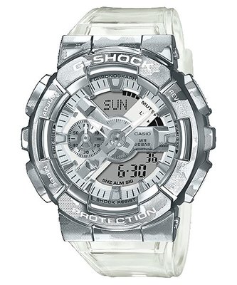 【金台鐘錶】CASIO卡西歐G-SHOCK 金屬錶圈 (冰酷迷彩) 搭配樹脂錶帶 GM-110SCM-1A