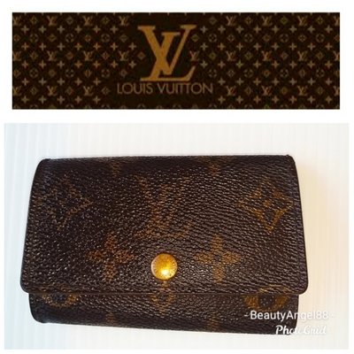 Louis Vuitton 經典款 LV 六孔 老花 鑰匙包 皮夾 鑰匙圈 二手真品$388 一元起標 ↘有BV