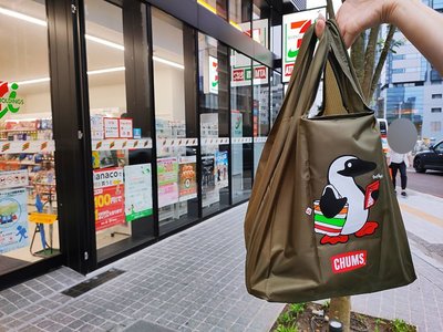 ☆Juicy☆日本 超商 露營 戶外用品 CHUMS 企鵝 托特包 單肩包 手提包 環保袋 購物袋 補習袋 3166