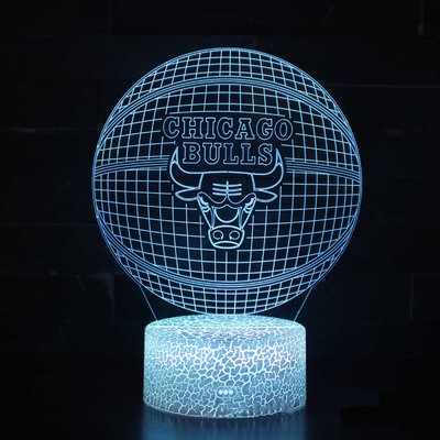 [現貨]NBA芝加哥公牛隊徽3D視覺立體燈 爆裂紋 遙控觸摸雙模Chicago Bulls七彩漸變錯覺夜燈交換生日禮物