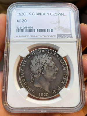 NGC VF20老包漿1820英國 喬治三世 馬劍 大銀幣
