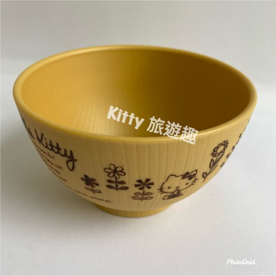[Kitty 旅遊趣] Hello Kitty 小碗 塑膠碗 凱蒂貓 飯碗 木頭風