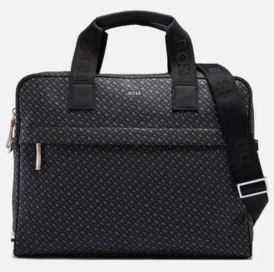 代購BOSS Byron Faux Leather Slim Briefcase都會紳仕氣質滿版印花仿皮公事包郵差包