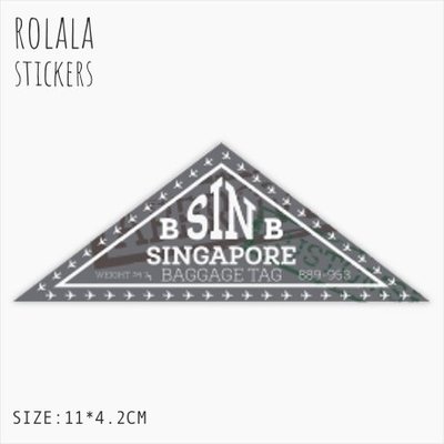 【S716】單張PVC防水貼紙 新加坡機場貼紙 行李托運貼紙 仿舊登機牌貼紙 飛機吊牌貼紙《同價位買4送1》ROLALA