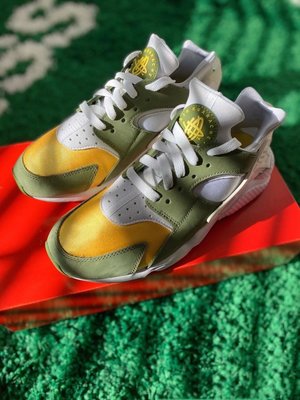 【翰貝格名牌館】全新真品 限量 黃綠 Stussy x Nike AIR HUARACHE 武土鞋 US10.5
